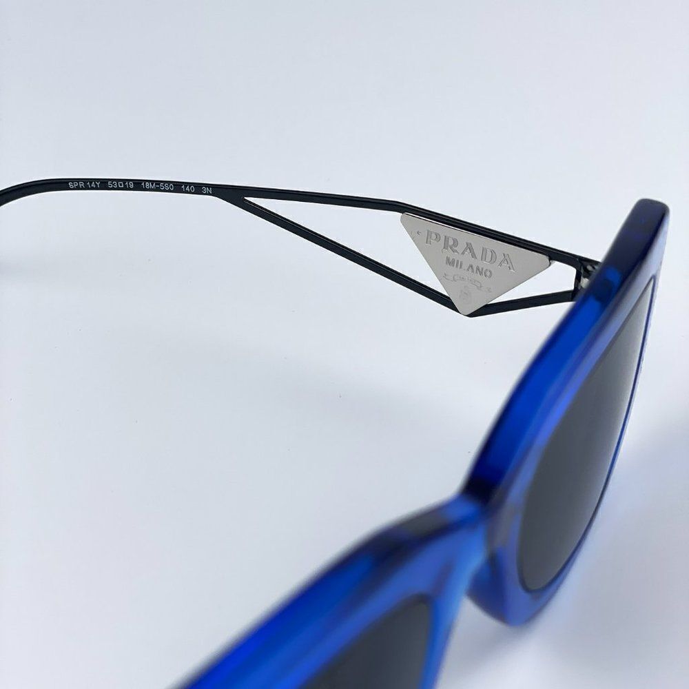 NEW Prada PR14YS 18M5S0 Crystal Electric Blue Grey Rectangle Women Sunglasses - Picture 10 of 11